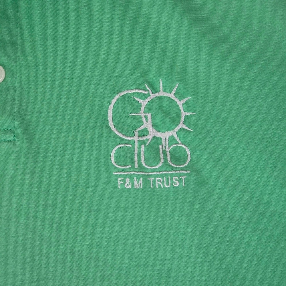 Adidas ClimaLite Mens Size L Golf Polo Shirt Green Cotton F&M Trust Logo - Picture 3 of 10